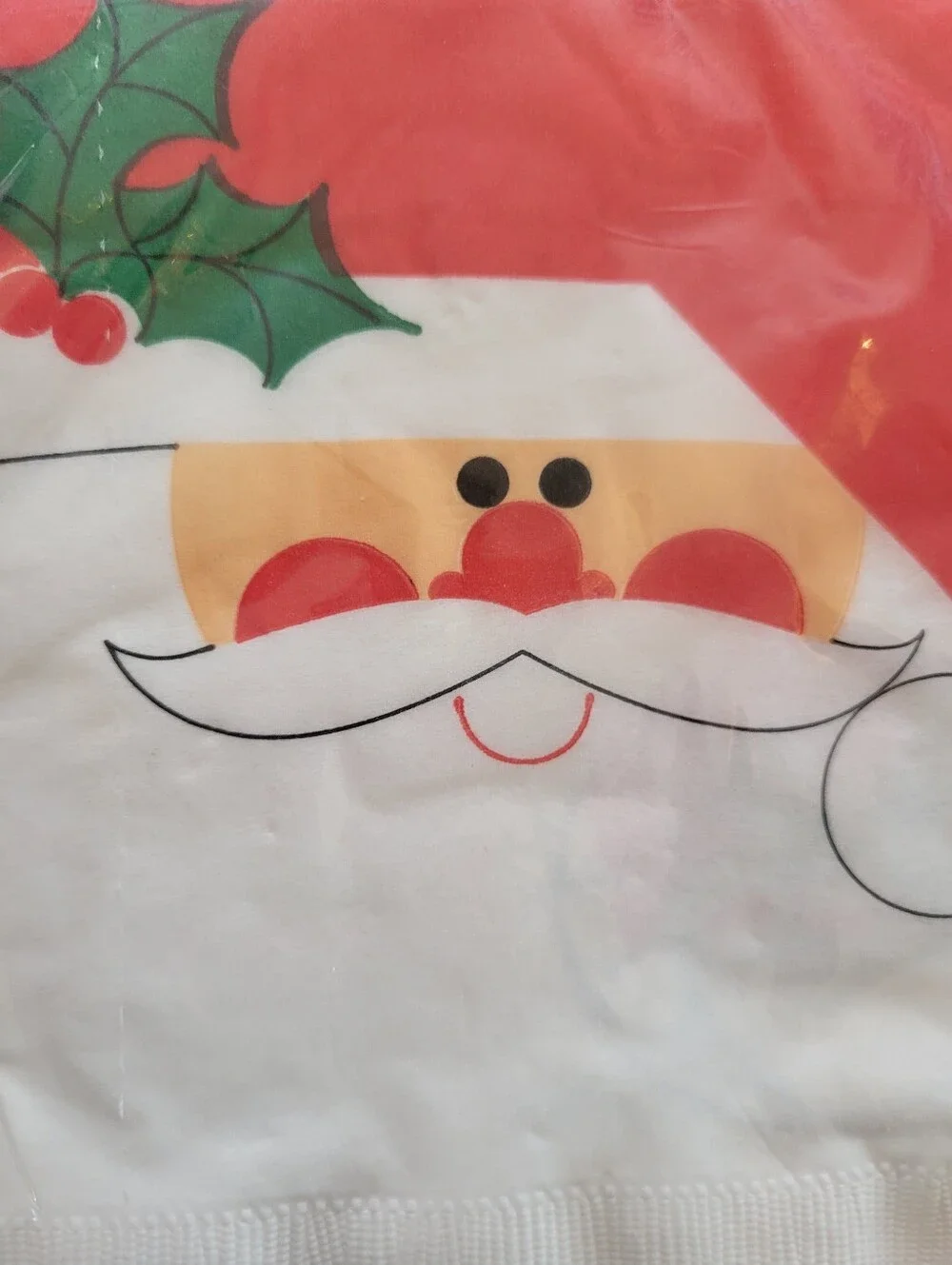 Vintage Contempo Festive Santa Paper Napkins - NOS Red & White Holiday Design